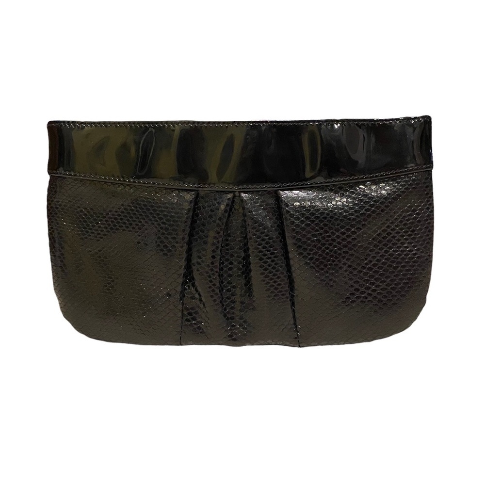 Gigi New York Patent Vegan Snakeskin Clutch